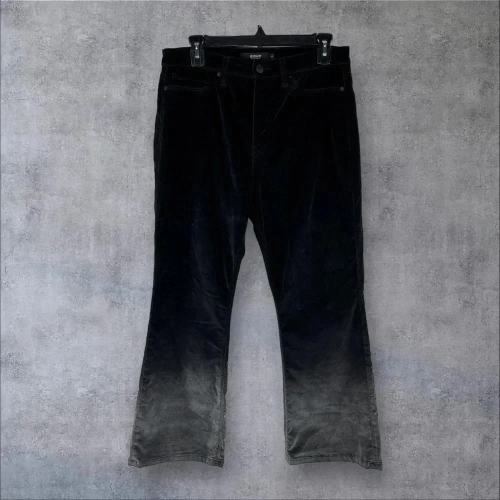 Hudson Size 30 Velvet‎ Ombre Holy Flare Crop Pants Classic Neutral Black to Gray
